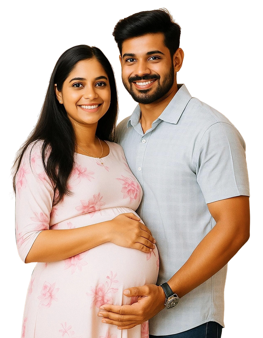 indian pregnant couple posing photo 1